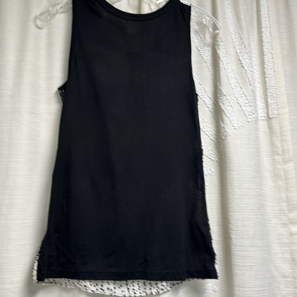 Loft size XS Mixed Media tank Ivory/black with sequins solid black knit back - Picture 2 of 2
